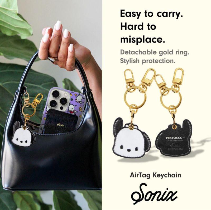 Llavero Sonix con funda para AirTag – personaje Pochacco