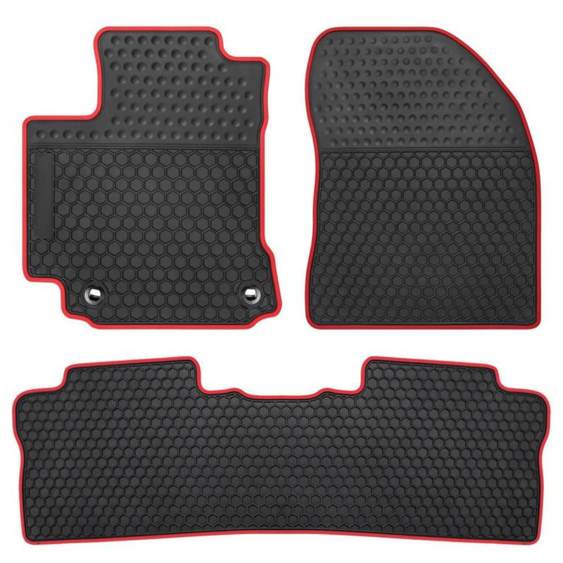 Alfombrillas de Piso para Coche SAN AUTO Toyota Corolla 2014-2019 Negro/Rojo
