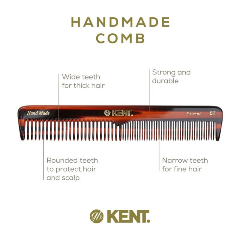 Peine KENT 17 cm de Dientes Finos y Anchos – Fabricado en Inglaterra