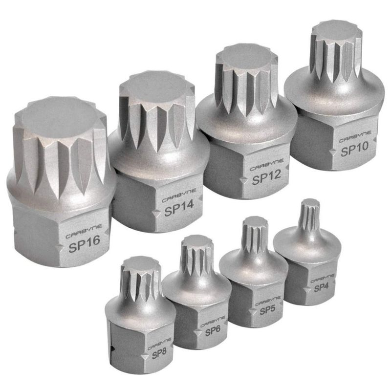 Juego de Vasos de Punta Carbyne 8 piezas XZN Triple Cuadrado Corto