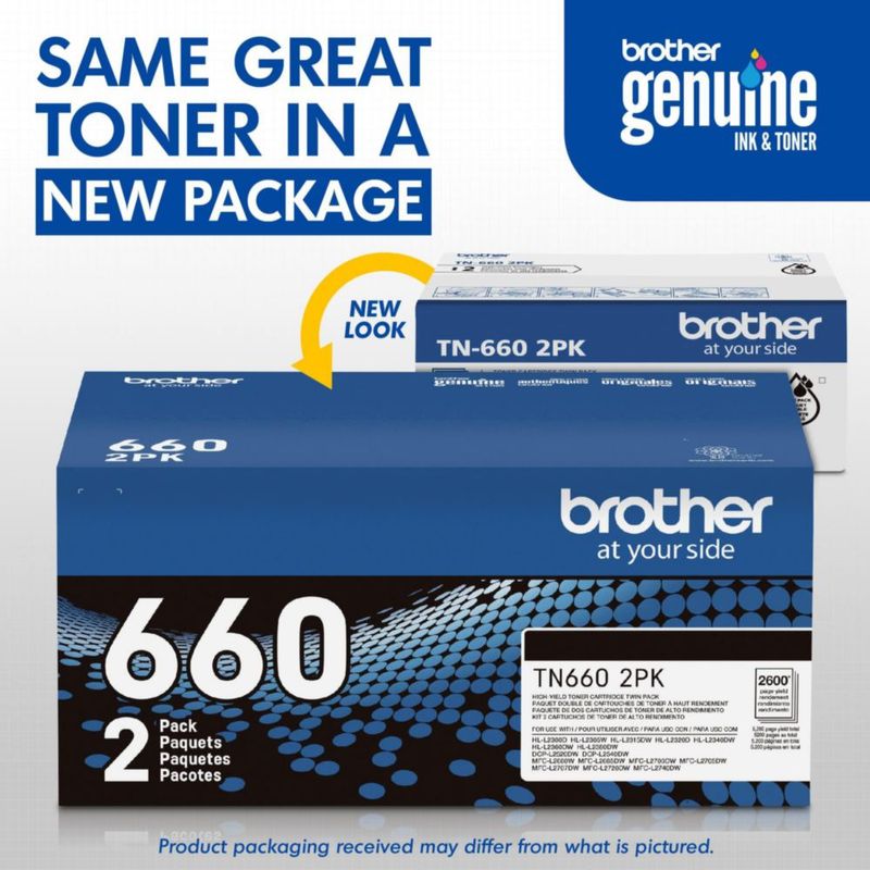 Cartucho de Tóner Brother TN660 Paquete Doble de Alto Rendimiento Negro