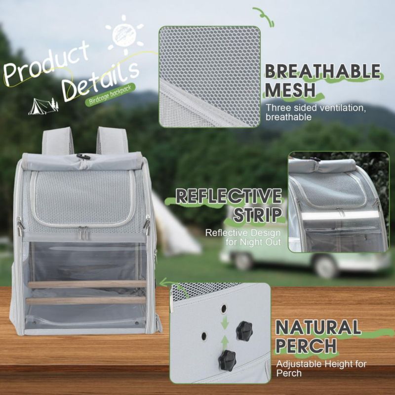 Mochila Transportadora para Aves Sanmoncare Impermeable con 2 Perchas