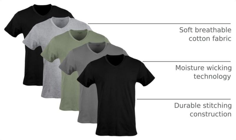 Camiseta Gildan G1103 Cuello V Pack de 5 - Talla S