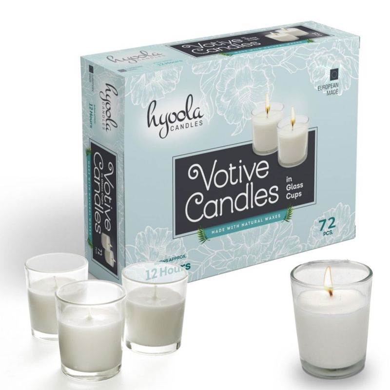 Velas Votivas Hyoola 72 unidades - 12 h de duración - Sin aroma