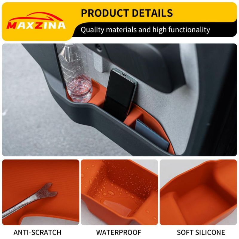 CADDY Maxzina Bandeja de Almacenamiento Lateral Naranja de Silicona para Ford Maverick 2022-2025