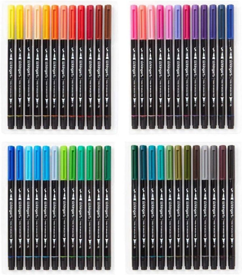 Marcadores de pincel KINGART 48 colores doble punta