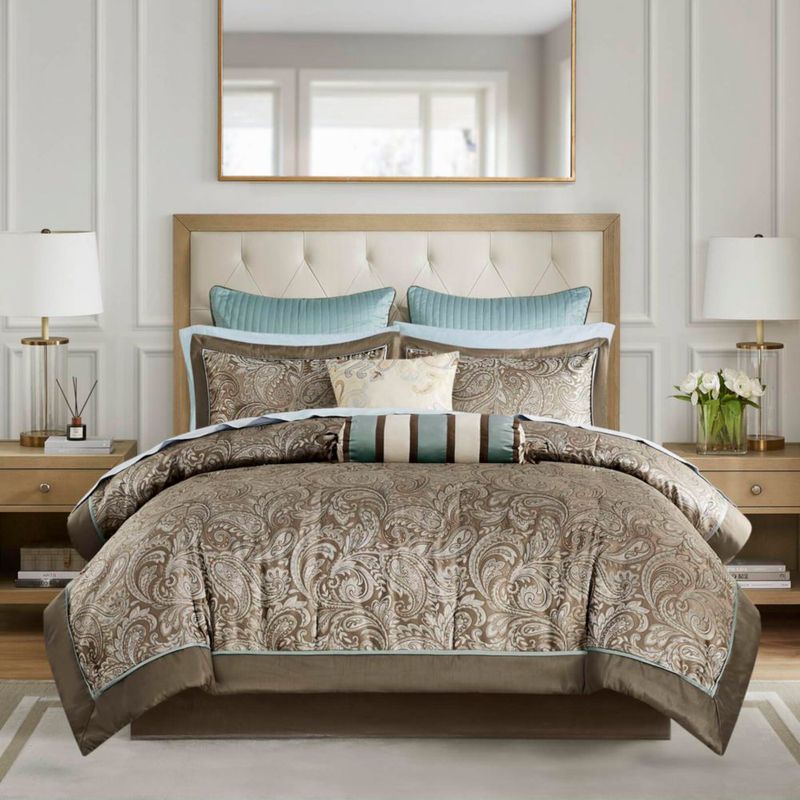 Juego de cama Madison Park Cal King 12 piezas Marrón