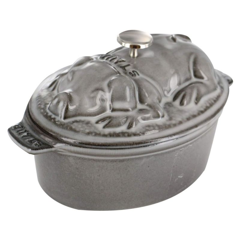 Olla de hierro fundido STAUB 1 qt (095 L) con tapa de cerdito Gris grafito
