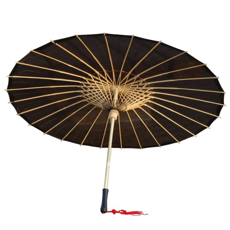 Parasol AEAOA 84 cm Negro de Bambú 23 cm Cerrado