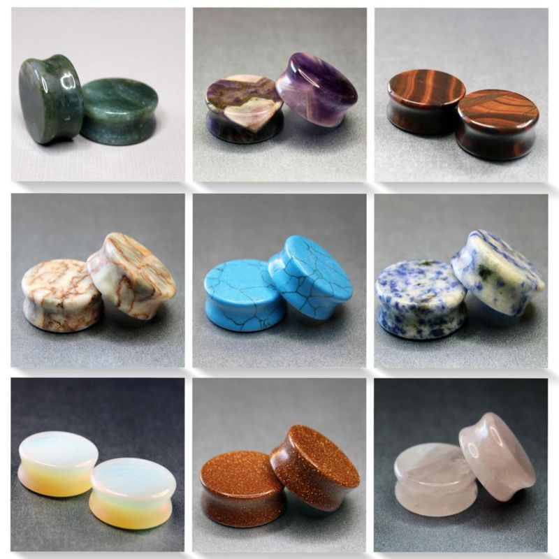Tapones de oreja BodyJ4You 14 mm (9/16 pulg.) Set de 18 piezas de piedra