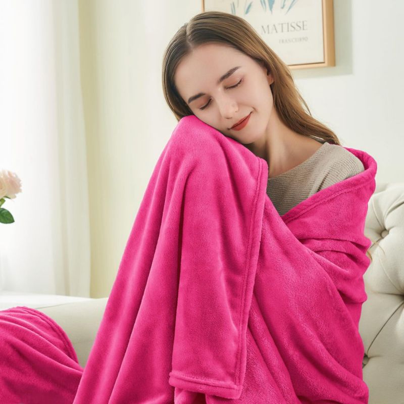 Manta BEDELITE 127 cm x 152 cm Rosa Intenso de Forro Polar