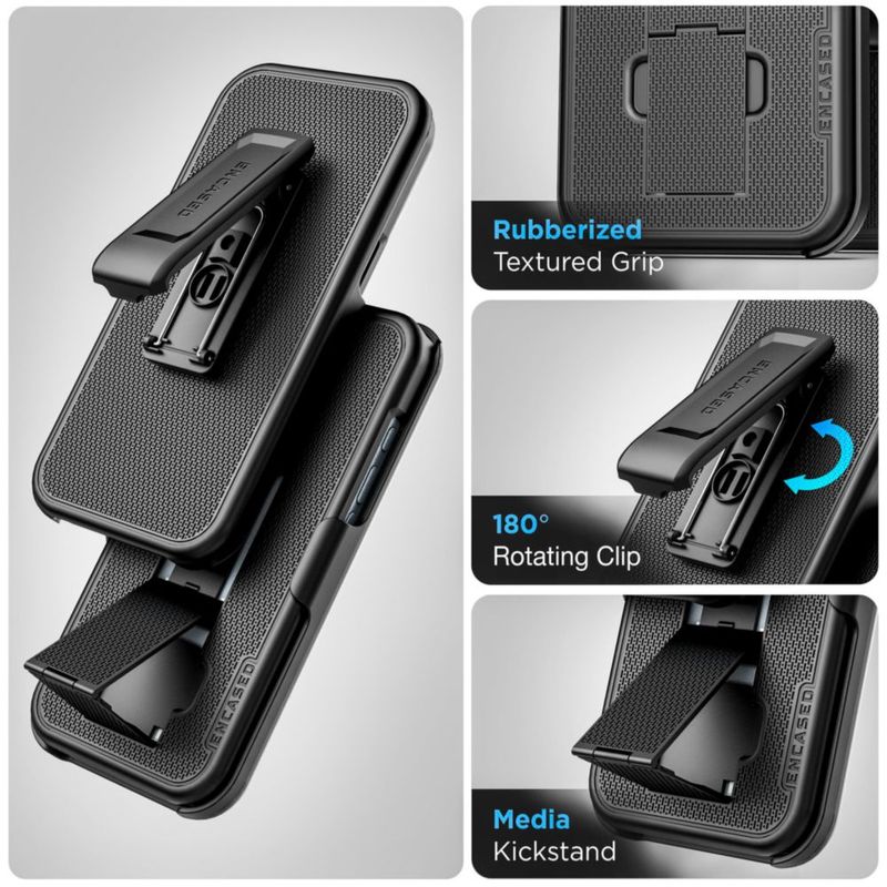 Funda de cinturón ENCASED para iPhone 17 PRO negra con soporte
