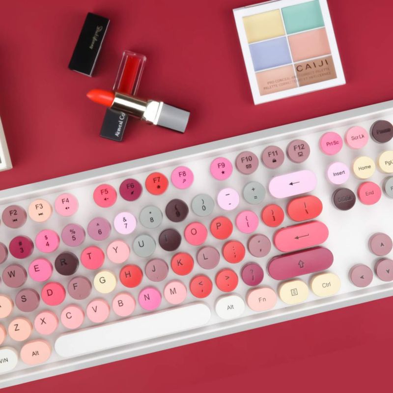 Combo inalámbrico de teclado y ratón LETTON con teclas burbuja rosa