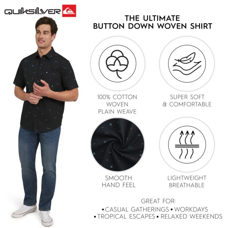 Camisa Quiksilver de algodón negra manga corta talla extra grande