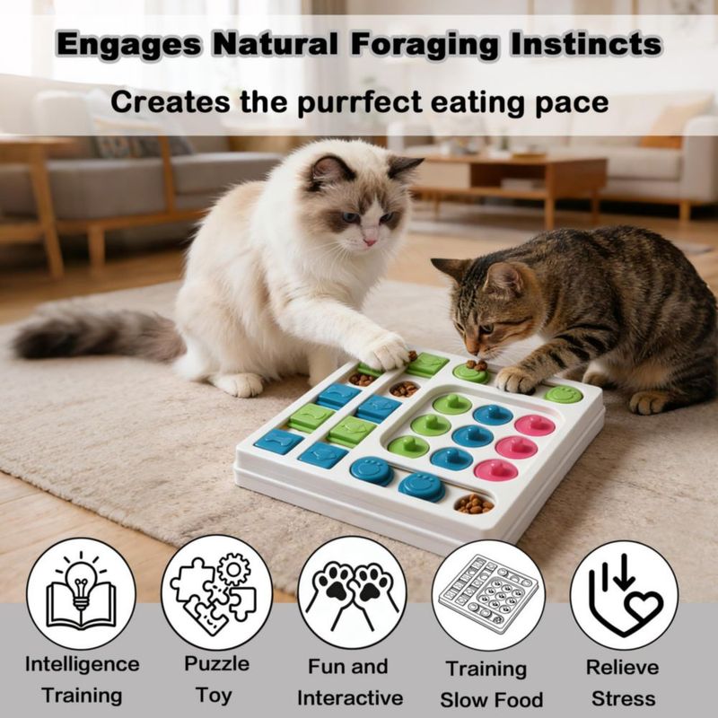 Alimentador Interactivo tipo Rompecabezas InsRakio 25 cm para Gatos