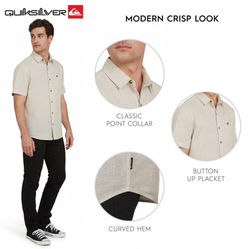 Camisa Quiksilver talla grande Silver Birch mezcla de algodón