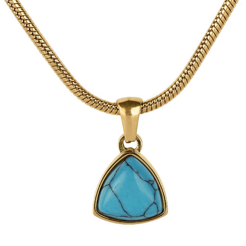 Collar luckyly acero inoxidable baño oro 18k con piedra natural de nacimiento sofi turquesa