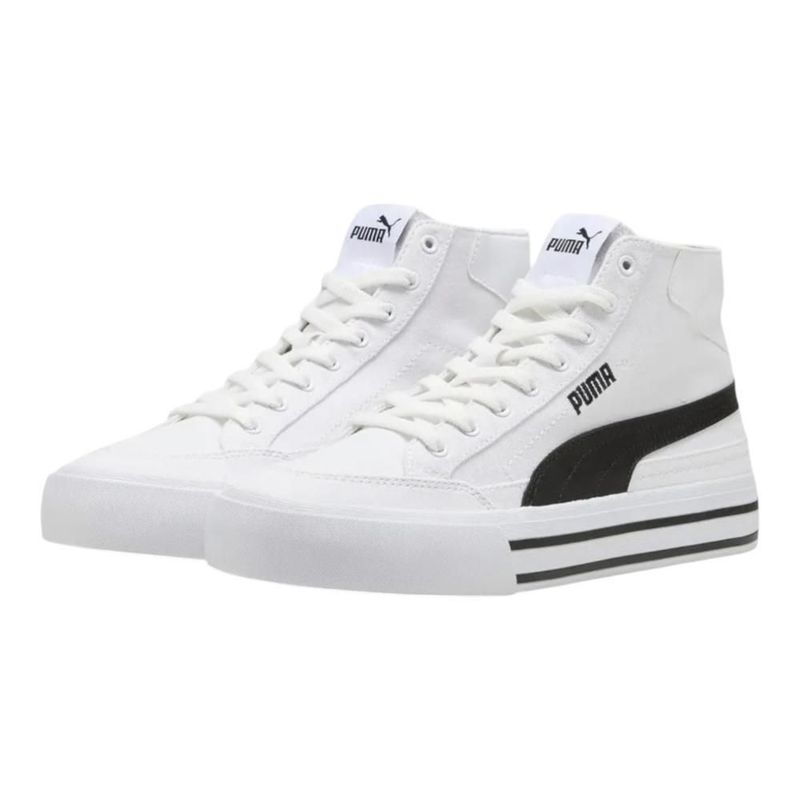 Tenis puma mujer court classic vulc mid blanco negro urbano casual