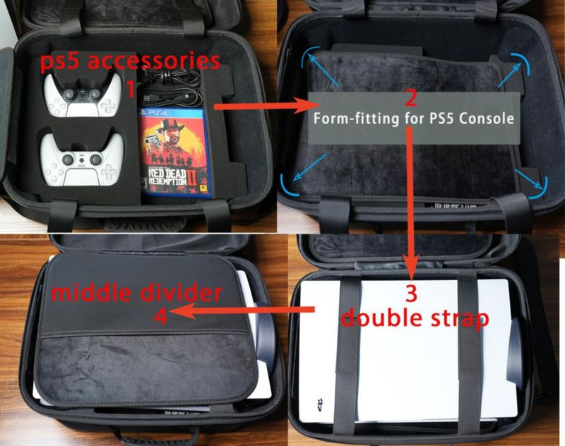 Estuche rígido RIGICASE para PS5 PS5 PRO y PS5 Slim con asa y correa