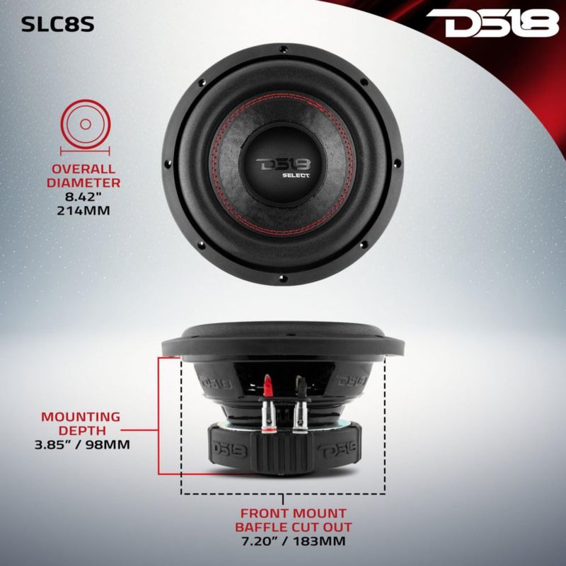 Subwoofer DS18 20 cm 400 W Máx 200 W RMS 4 Ω