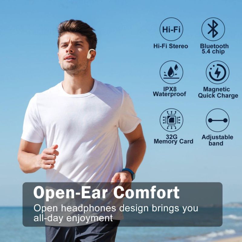Auriculares MARLALL impermeables de conducción ósea 32 GB (caqui)