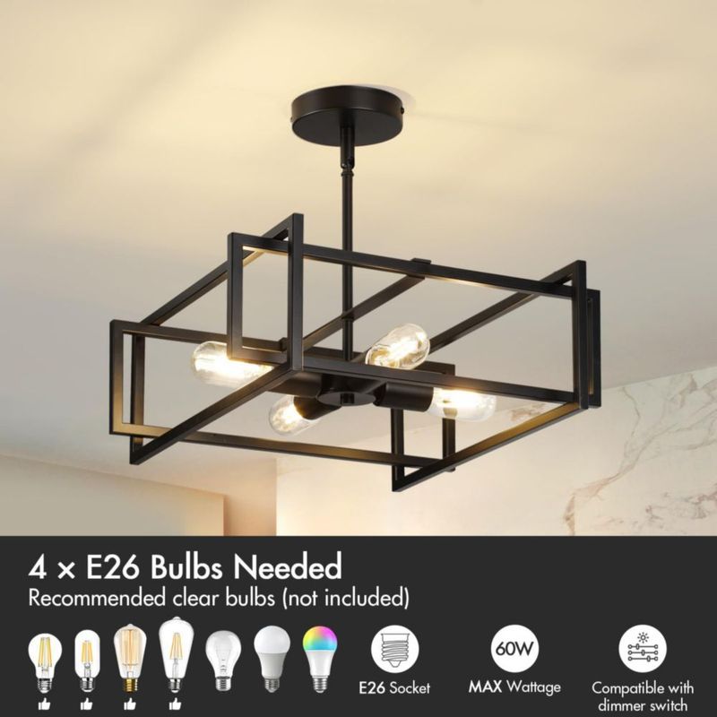 Lámpara de techo HILUXIA 41 cm negra de 4 luces E26
