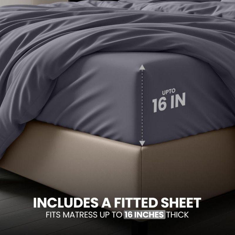Juego de cama Utopia Bedding Queen gris 4 piezas de poliéster