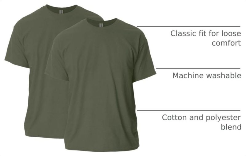 Camiseta Gildan G2000 Verde Militar 2 Unidades Talla Grande