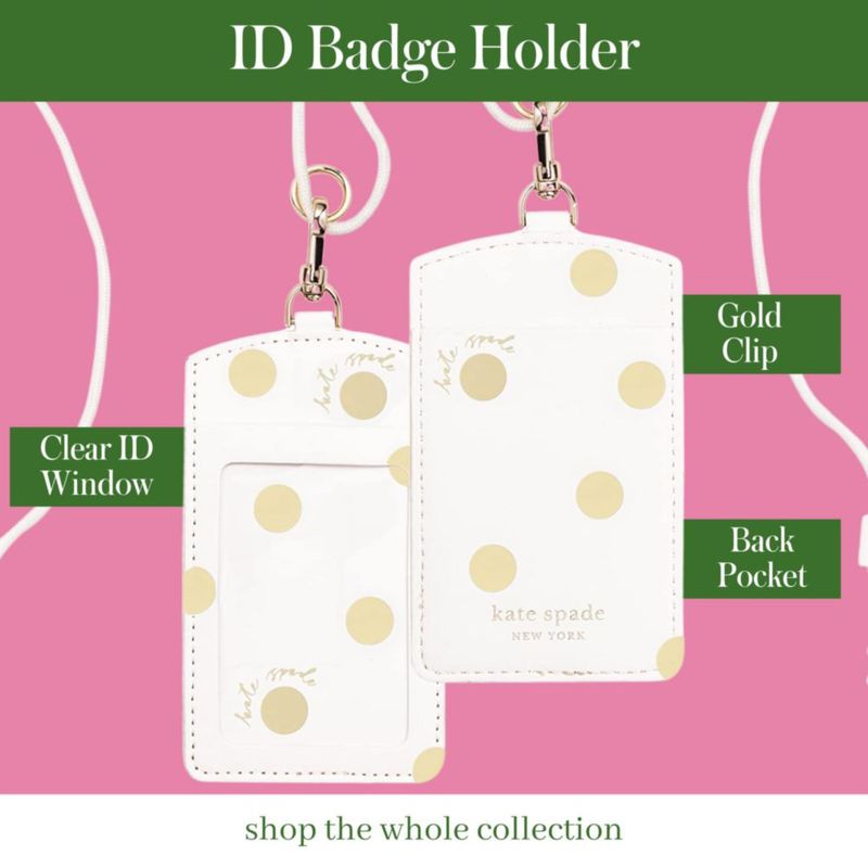 Porta credenciales Kate Spade New York 124 cm Estampado de puntos dorados