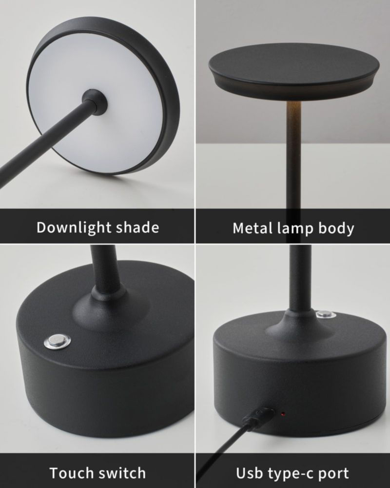 Lámpara de mesa recargable PUSU 2 unidades negro inalámbrico