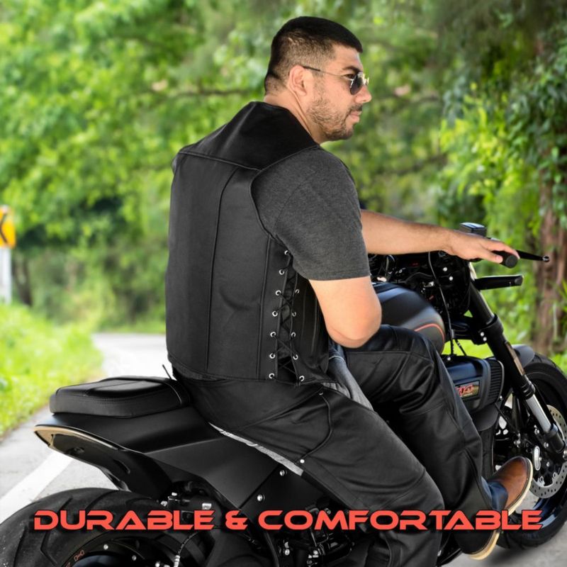 Chaleco de Cuero para Motocicleta Touch&Torn Negro