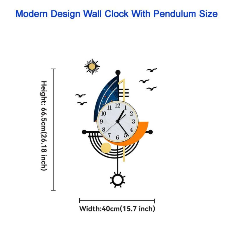 Reloj de Pared YISILE 66 cm Diseño Barco Silencioso Decorativo