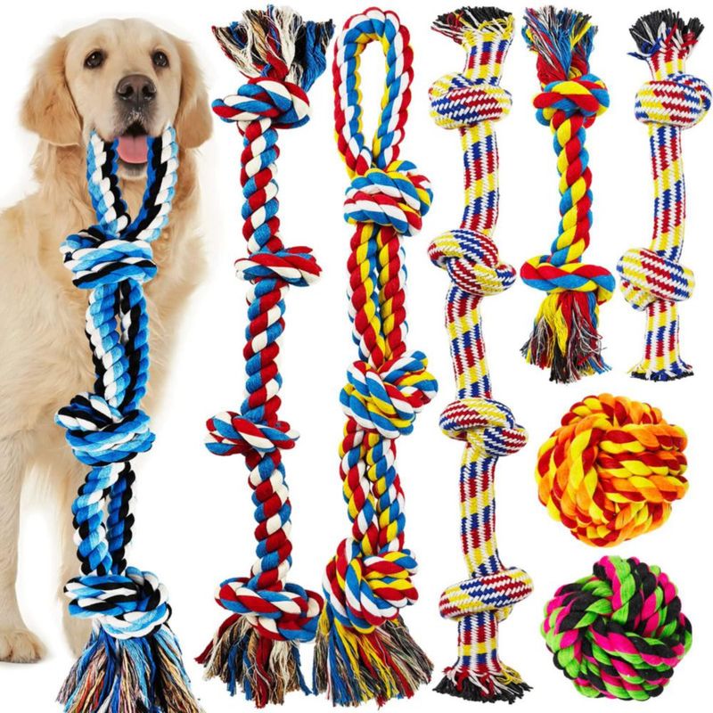 Juguetes de masticar para perros LosFong 12 unidades de cuerda de algodón XL