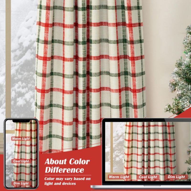 Cortinas DriftAway 244 cm a Cuadros Rojo y Verde – 2 Paneles