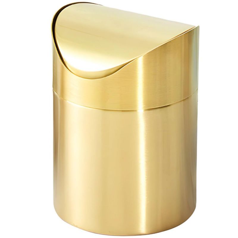 Cubo de basura DORMIYA 12 cm Oro con tapa abatible de acero