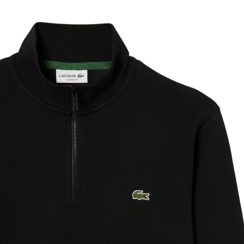 Sudadera Lacoste X-Large negra de forro polar con cremallera