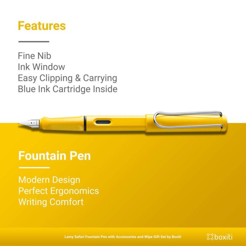 Pluma Lamy Safari Amarilla de Punta Fina + Cartuchos de Tinta Negra