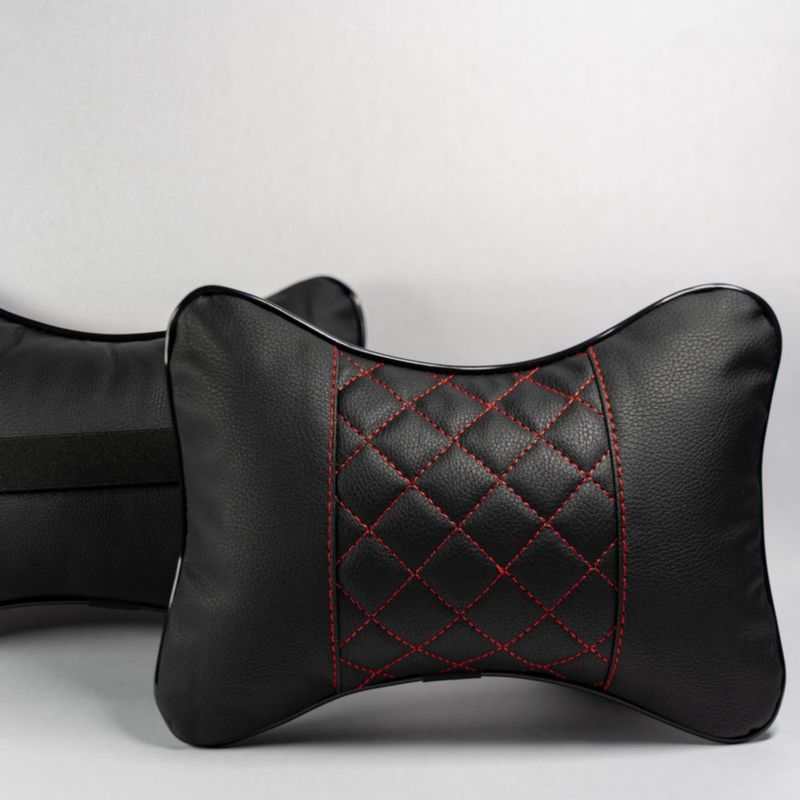 Cojín para reposacabezas Synterior 2 unidades negro/rojo acolchado