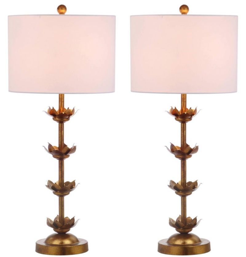 Lámpara de mesa SAFAVIEH 81 cm Oro/Blanco (2 unidades) TBL4016A