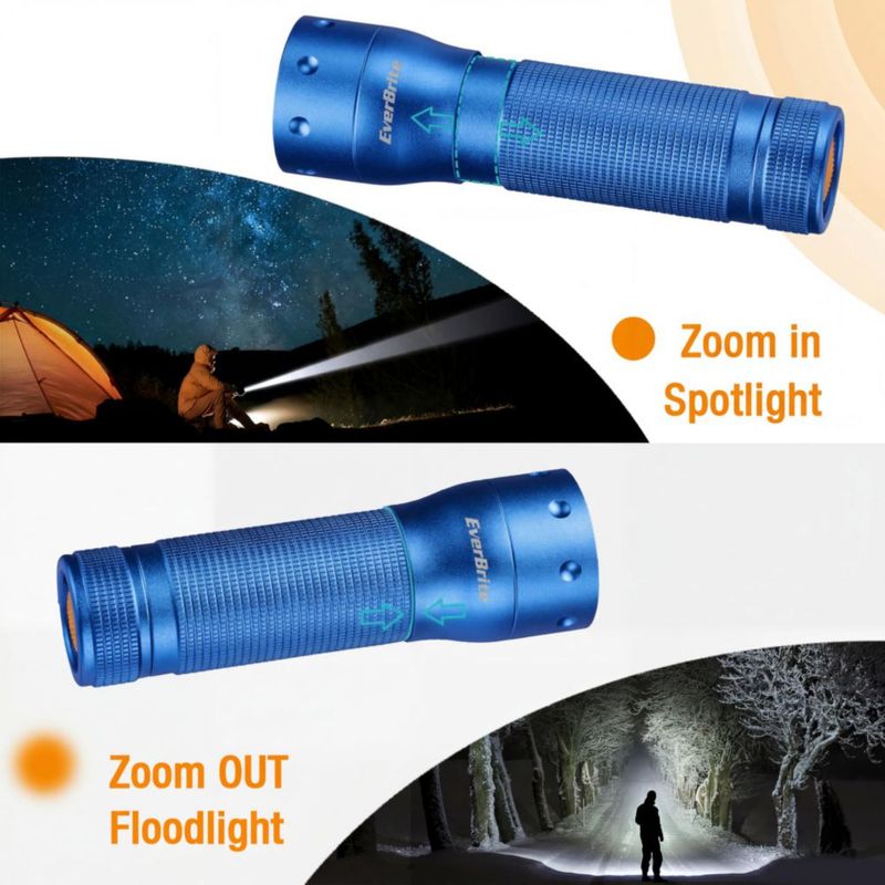 Linterna EverBrite 10 cm con Zoom 350 lm LED Azul