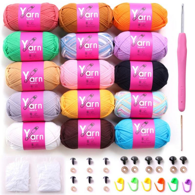 Kit de Lana Mezclada Sekafris 15 x 50 g Multicolor – 15 colores