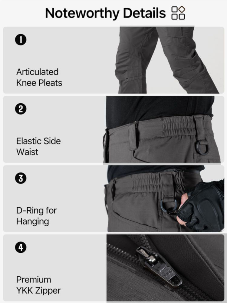 PANTALONES FREE SOLDIER gris 34W x 30L resistentes al agua