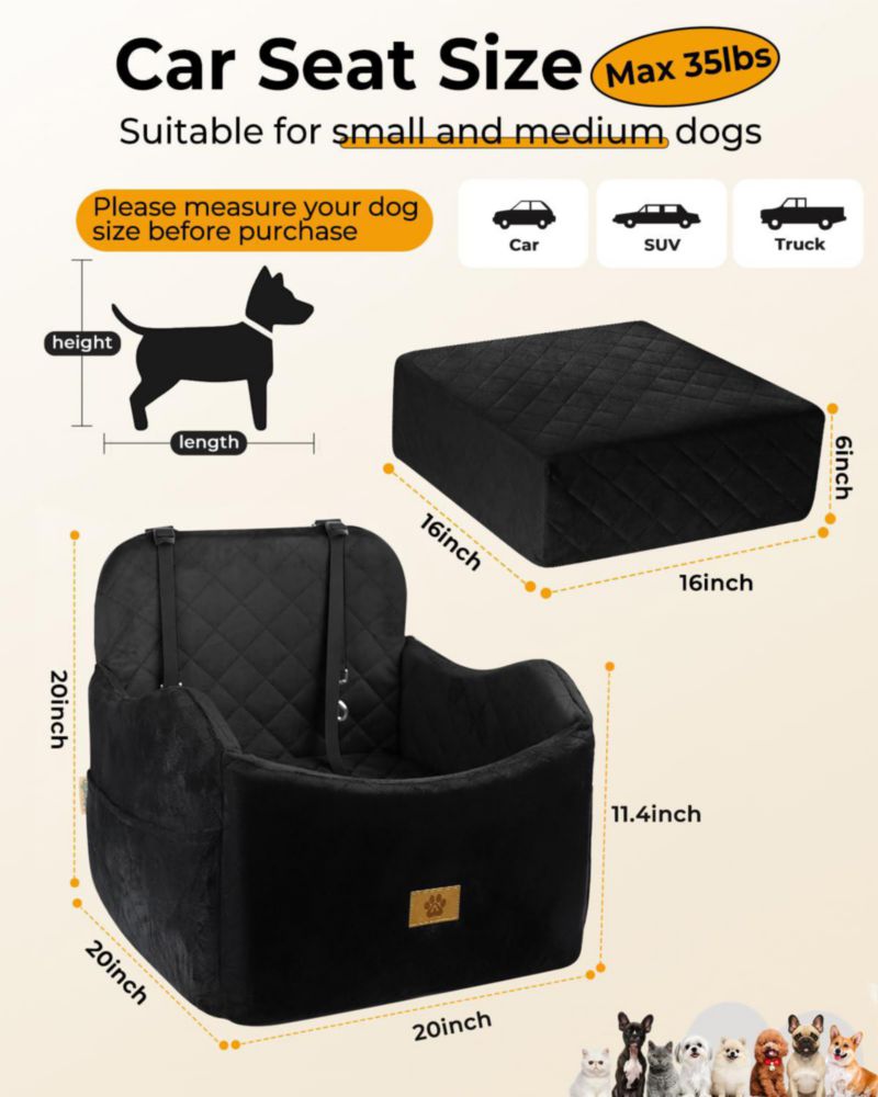 Asiento para coche de perro Ishineon hasta 16 kg lavable