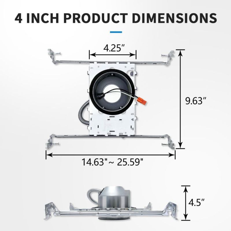 Carcasa para luces empotradas mw – paquete de 12 10 cm 120‑277 V clasificación IC
