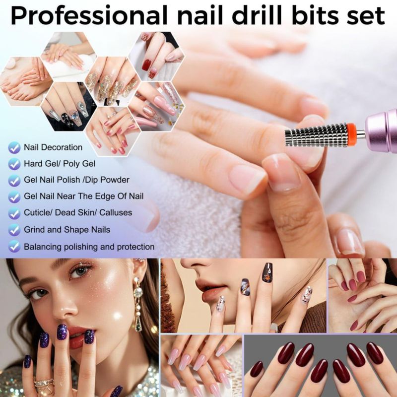 Broca para taladro de uñas FANTEXY 3/32" de acero de tungsteno fina