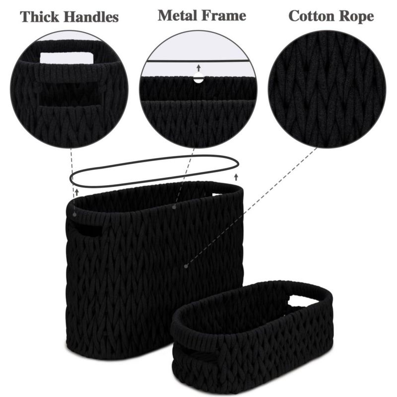 Cesta Jukercici 41x17x27 cm Negra - Pack de 2 de Cuerda de Algodón