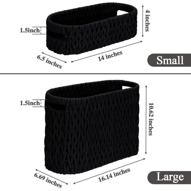 Cesta Jukercici 41x17x27 cm Negra - Pack de 2 de Cuerda de Algodón