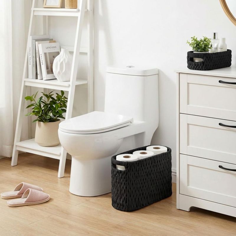 Cesta Jukercici 41x17x27 cm Negra - Pack de 2 de Cuerda de Algodón