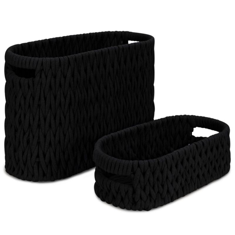 Cesta Jukercici 41x17x27 cm Negra - Pack de 2 de Cuerda de Algodón