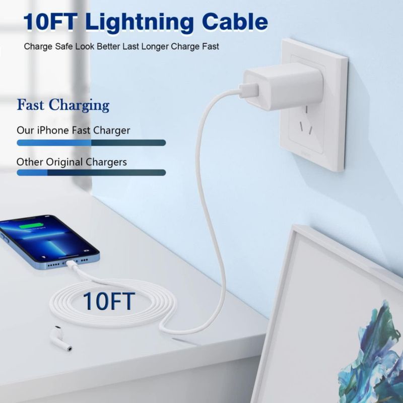 Cargador Vagavo Pack 3 USB‑C con cable Lightning de 3 m